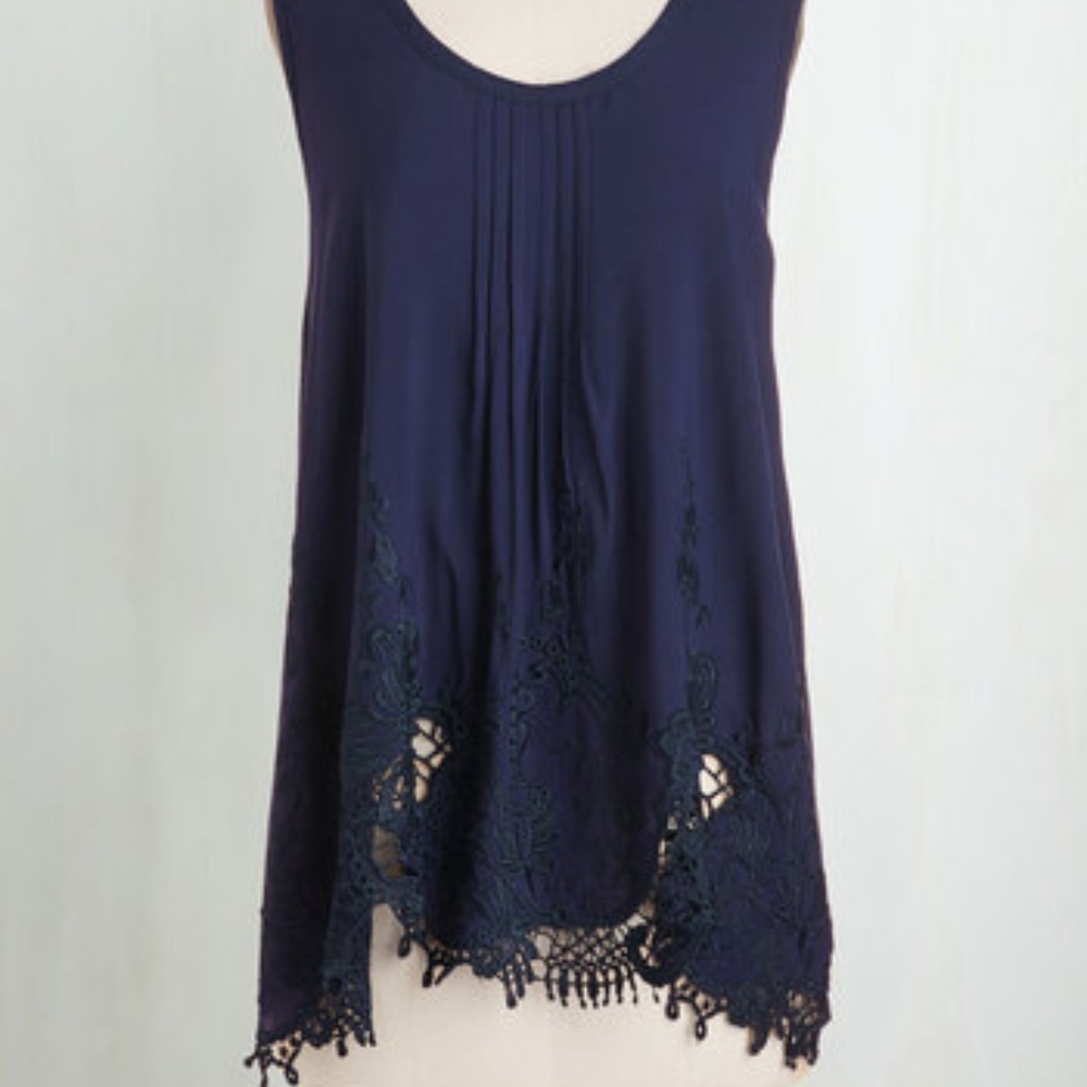 Modcloth Blue Sumptuous Splendor Top Midnight 1X